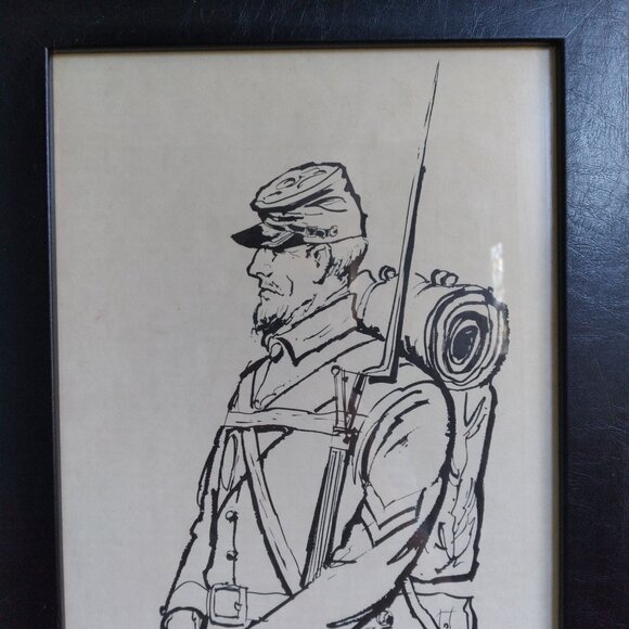 2 Vintage Historic American Civil War Union Officer Infantry Soldier Frame Print - Picture 4 of 8